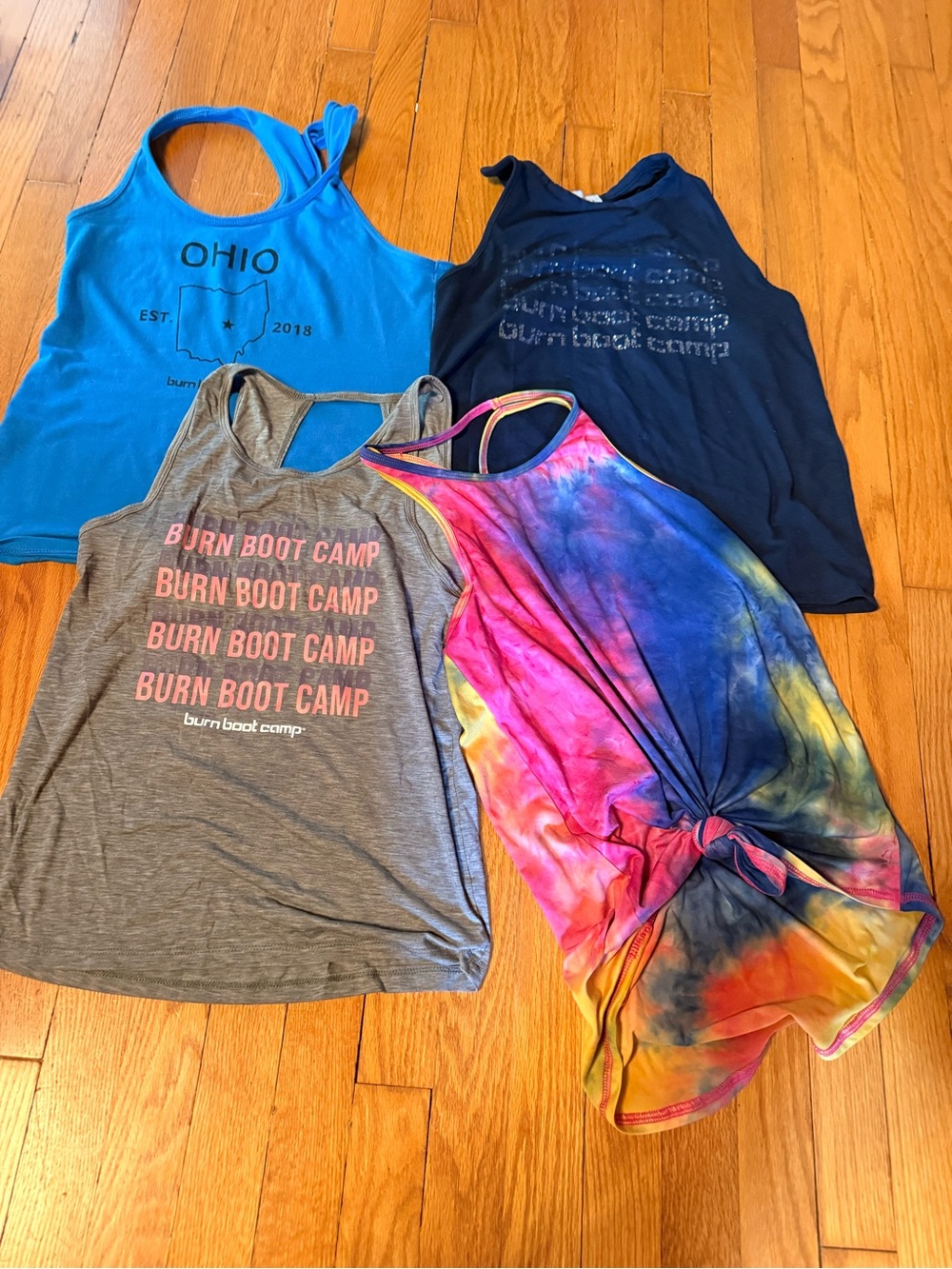Burn Bootcamp Assorted Women’s Tank Tops - Tie-Dye, Blue, Gray, Navy